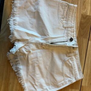 Talbots Cream Frayed Hem Jean Shorts